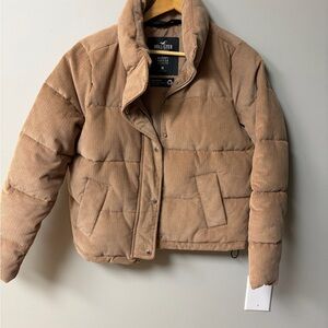 Hollister Beige Corduroy Puffer Jacket